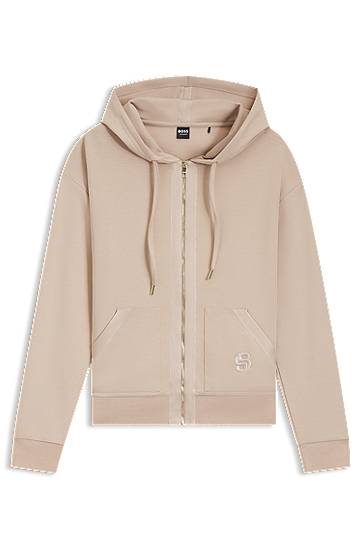 Dukserice BOSS Cotton-blend zip-up hoodie with Double B monogram Bež | 50557275, 0