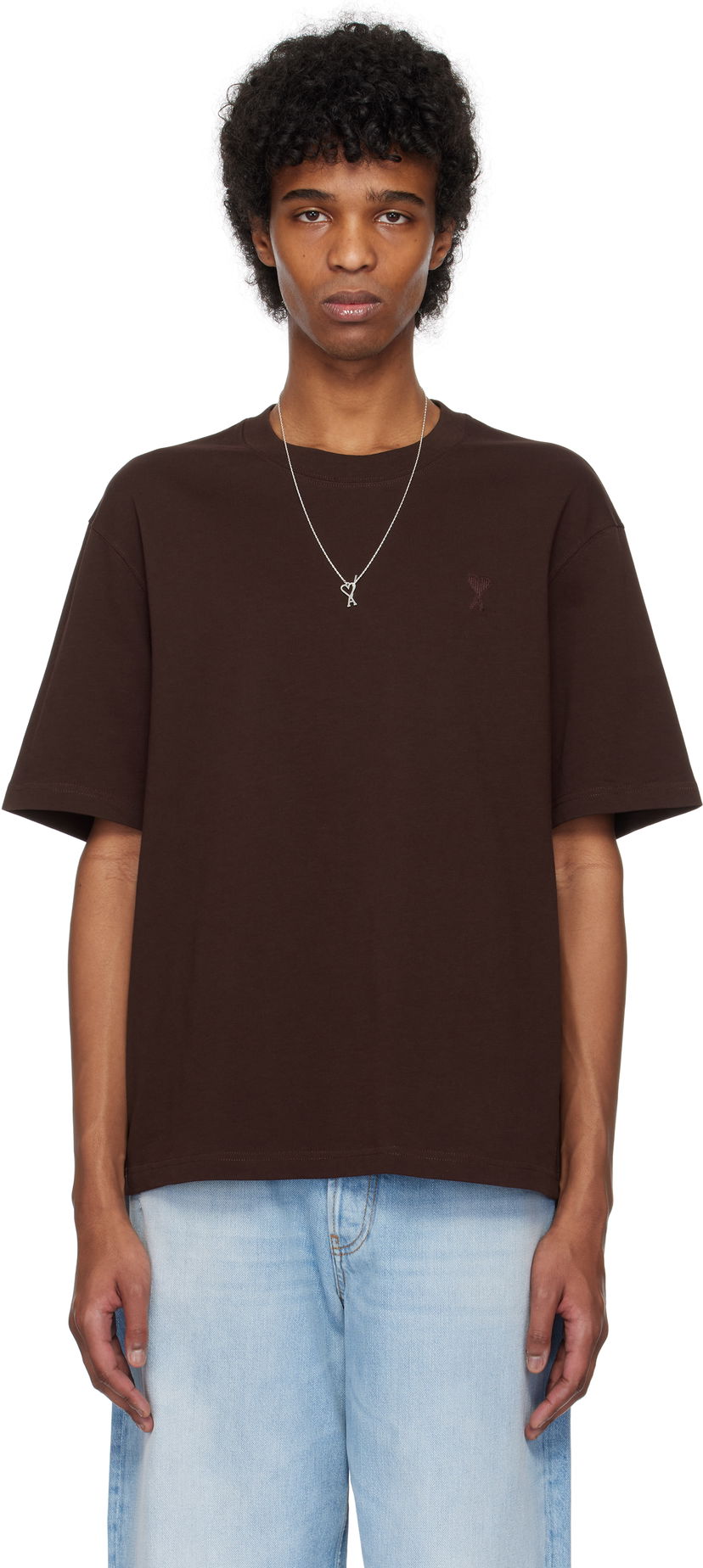 Majica kratkih rukava AMI AMI Paris Cotton Tonal Ami de Coeur T-Shirt Smeđa | UTS074.726