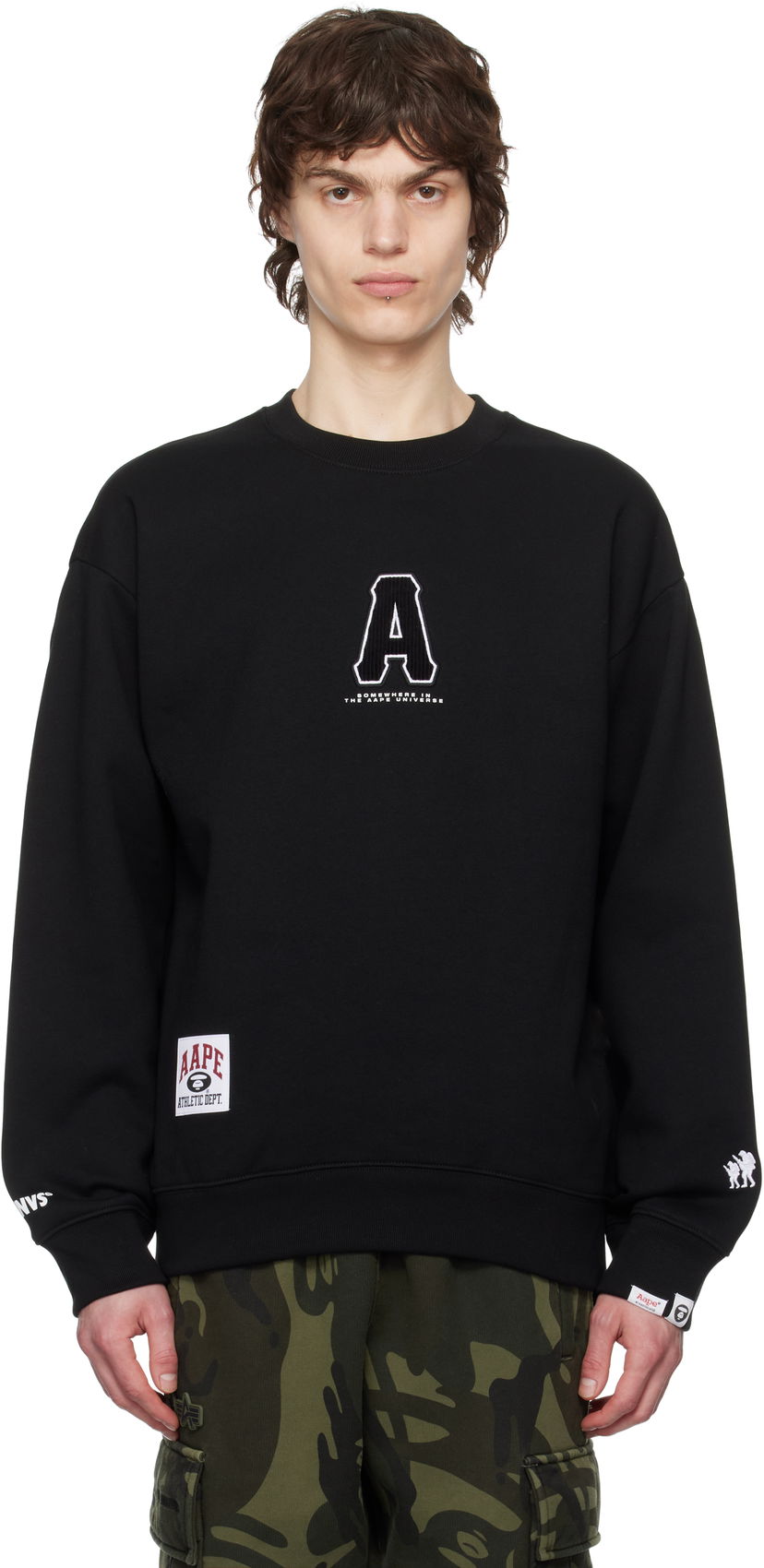 Dukserice AAPE by A Bathing Ape AAPE by A Bathing Ape Injection Crewneck Sweatshirt Crna | AAPSWMC336XXNBKX