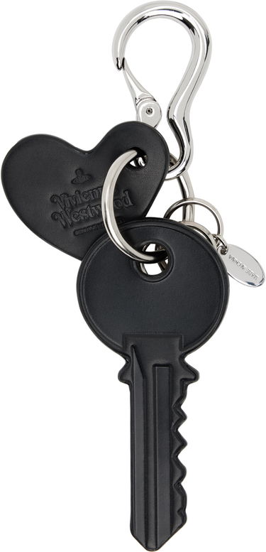 Privjesci za ključeve Vivienne Westwood Vivienne Westwood Leather Key and Heart Keychain Crna | 8203012HU-L00AT-, 1