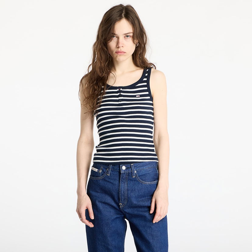 Majica bez rukava Tommy Hilfiger Tommy Jeans Slim Fit Buttoned Tank Top Tamnoplava | DW0DW19492 0A6