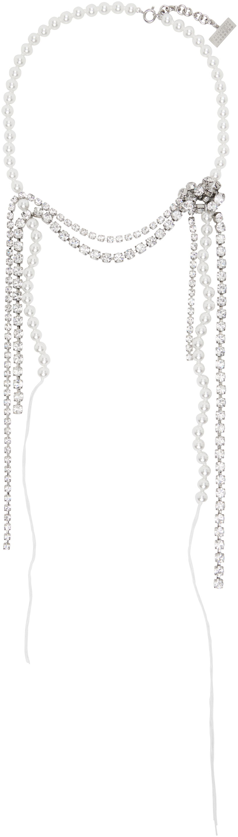 Ogrlica Maison Margiela MM6 Maison Margiela Object Trouve Pearl & Crystal Necklace Bijela | SM7UU0082 P7352