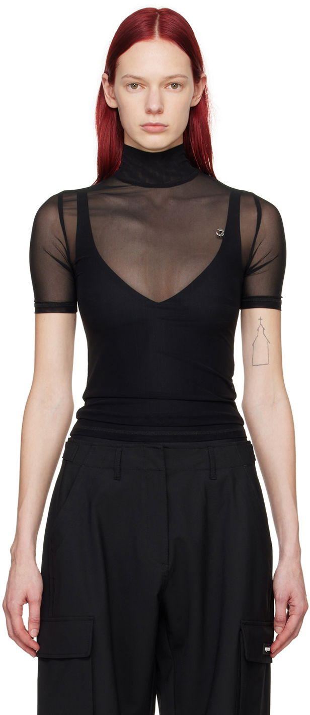 Majica kratkih rukava Coperni Coperni Semi-Sheer High Neck Top Crna | COPJS20BIS557