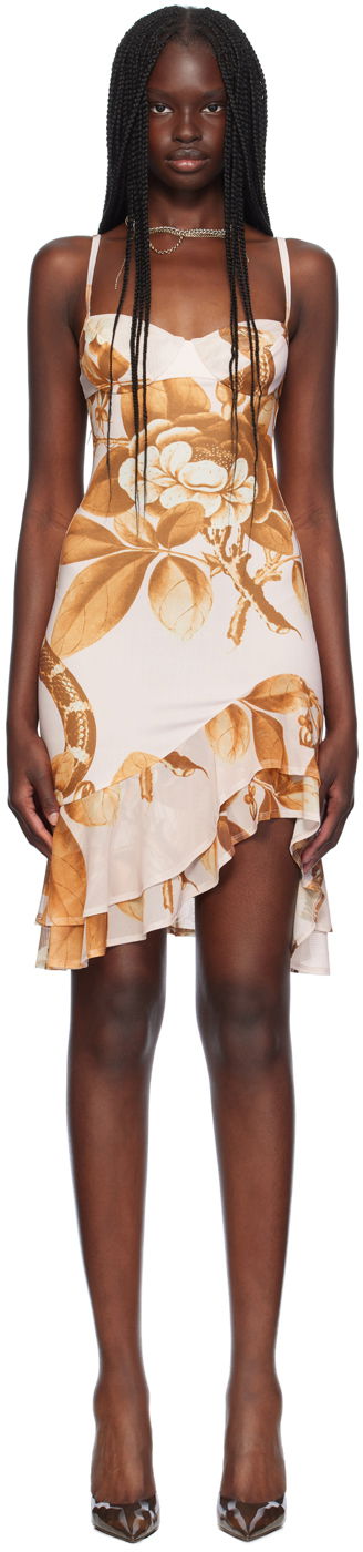 Haljina Miaou Miaou Caterina Floral Print Mini Dress Bež | 5057VISEDN