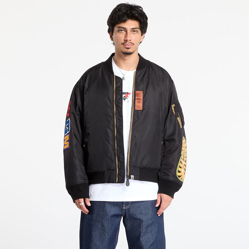 Bomber jakna BAPE Shark Ma-1 Bomber Jacket Crna | 001HJL801003MBLK