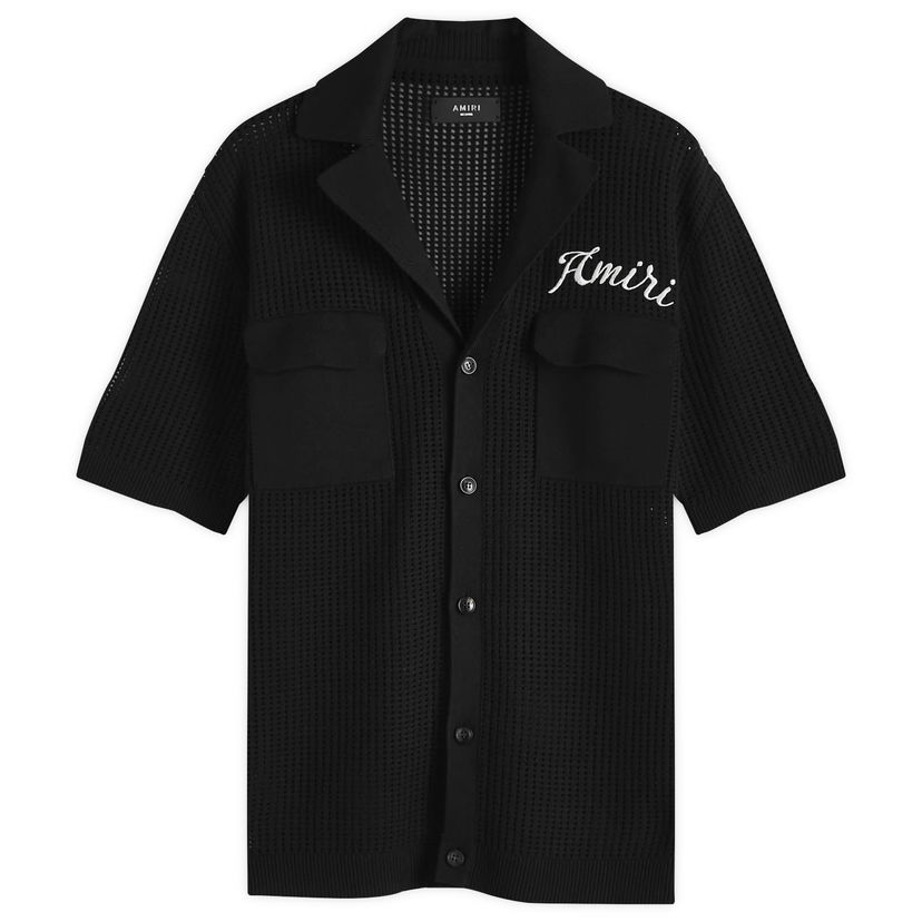 Košulja AMIRI Amiri Short Sleeve Mesh Polo Shirt, Size Large Crna | AMKNIR1011-001