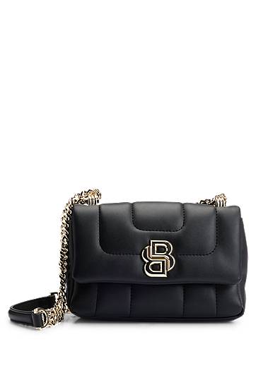 Ručna torbica BOSS Balmain Quilted Shoulder Bag with Double B Monogram Crna | 50528858