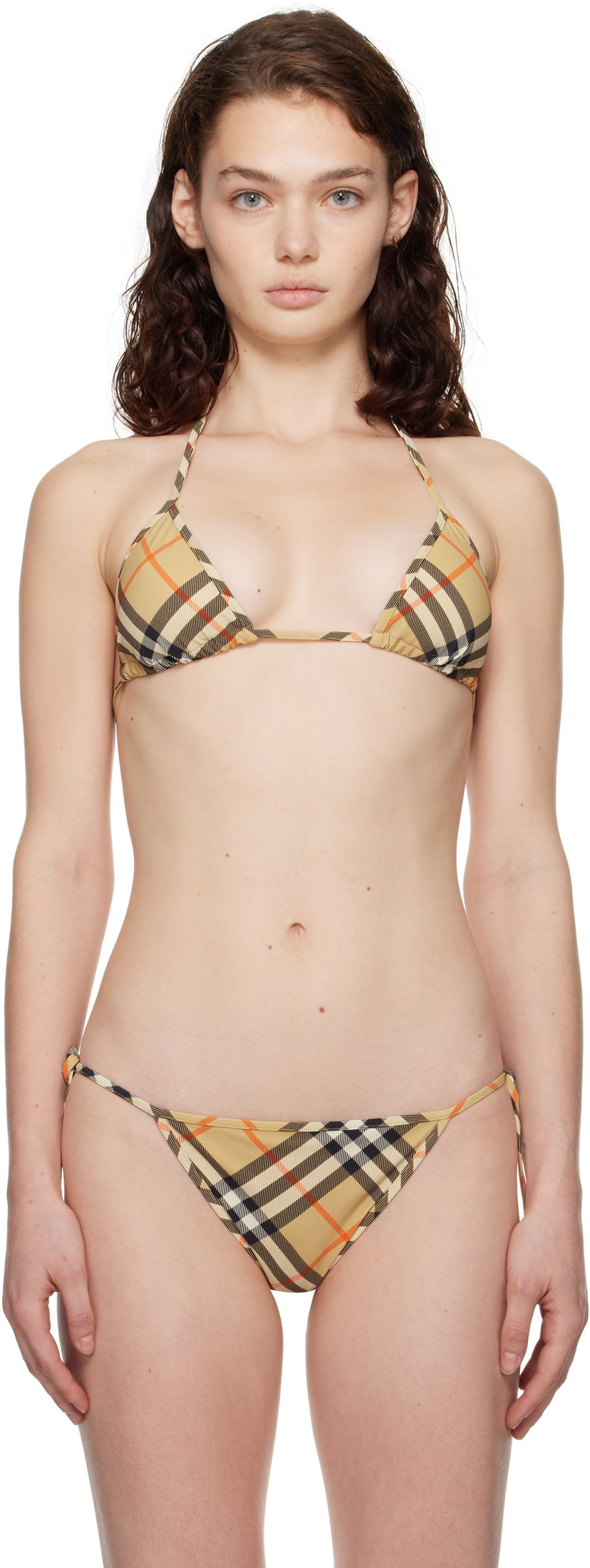 Kupaći kostimi Burberry Check Print Bikini Top Bež | 8100759
