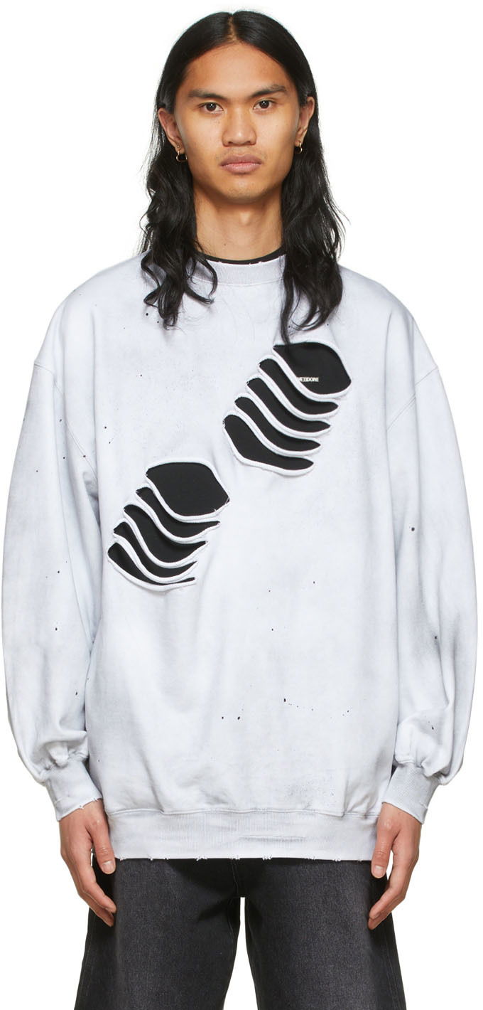 Dukserice We11done We11done Men's Distressed Graphic Sweatshirt Bijela | WD-TS1-22-713-U-WH