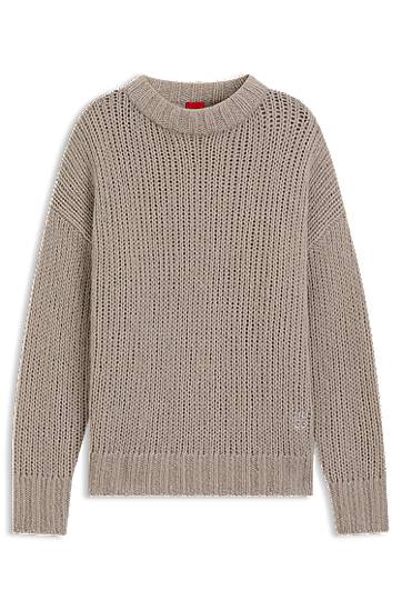 Džemper BOSS Oversized-fit sweater in a wool blend Bež | 50522553