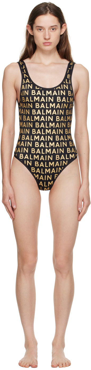 Kupaći kostimi Balmain Balmain Nylon Glitter One-Piece Swimsuit Crna | BKBGA0700