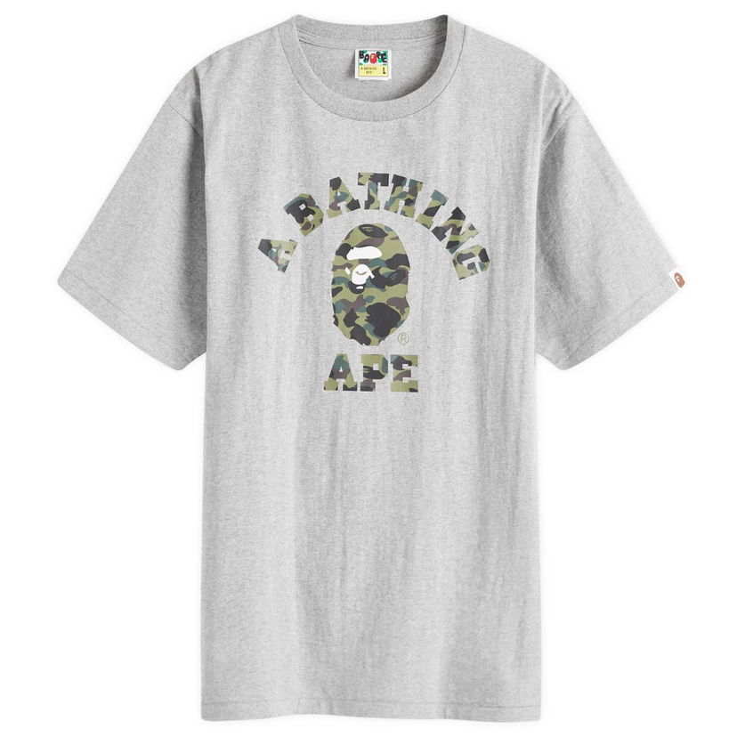 Majica kratkih rukava BAPE A Bathing Ape 1st Camo College T-Shirt Siva | 001TEK301008M-GRY