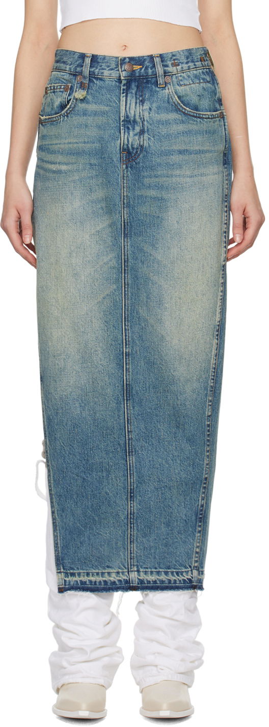 Suknja R13 R13 Denim Maxi Skirt with Side Slits Plava | R13WD102-D173A