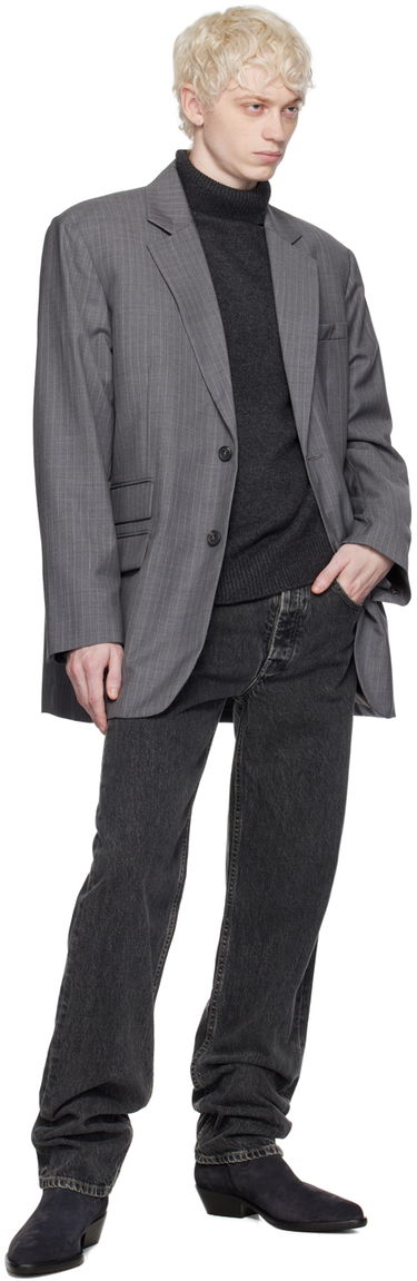 Jakna Helmut Lang Oversized Pinstripe Blazer Siva | N09HM104, 3