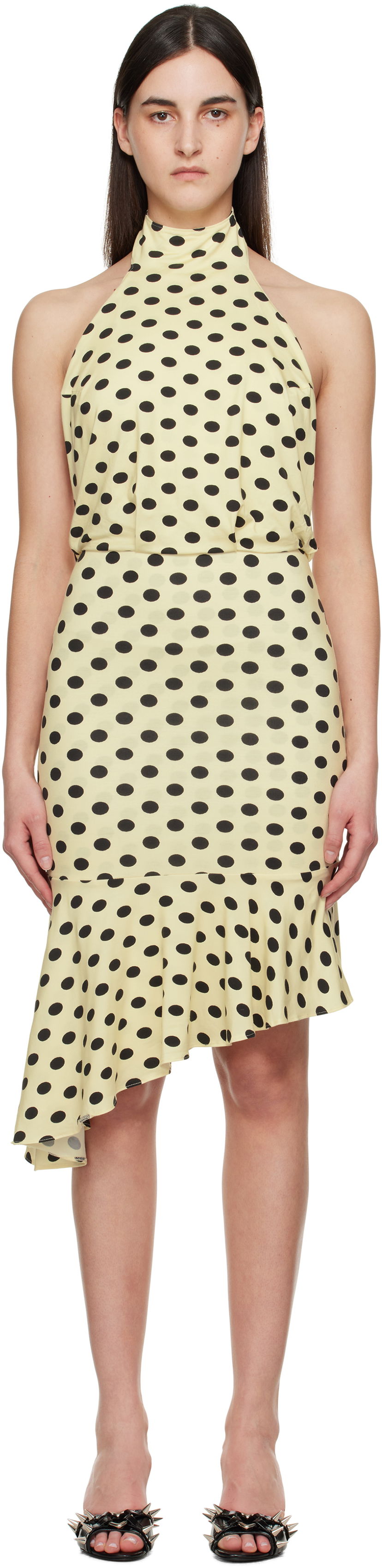 Haljina Miaou Miaou Karina Polka Dot Halter Midi Dress Žuta | 5028TJBBNP