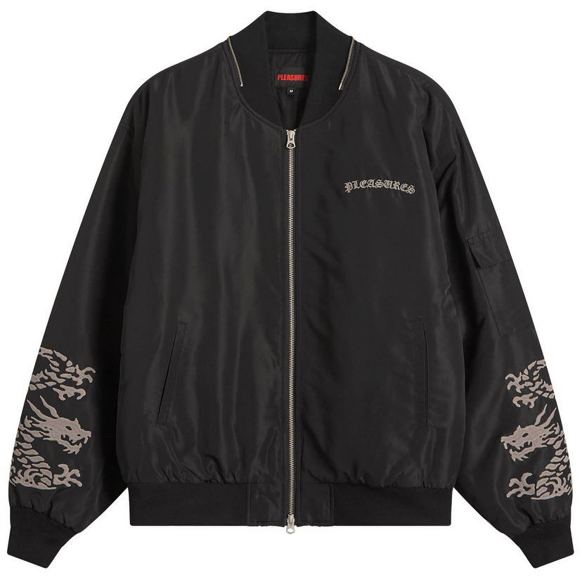 Bomber jakna Pleasures Pleasures Dragon Bomber Jacket Crna | P25SP003-BLK
