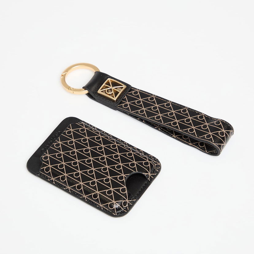 Privjesci za ključeve CALVIN KLEIN Calvin Klein Emblem Aop Key Fob and Cardholder Set Crna | LV04F1101G UB1