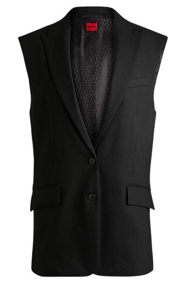 Prsluk BOSS Sleeveless Linen-Blend Blazer Crna | 50537621