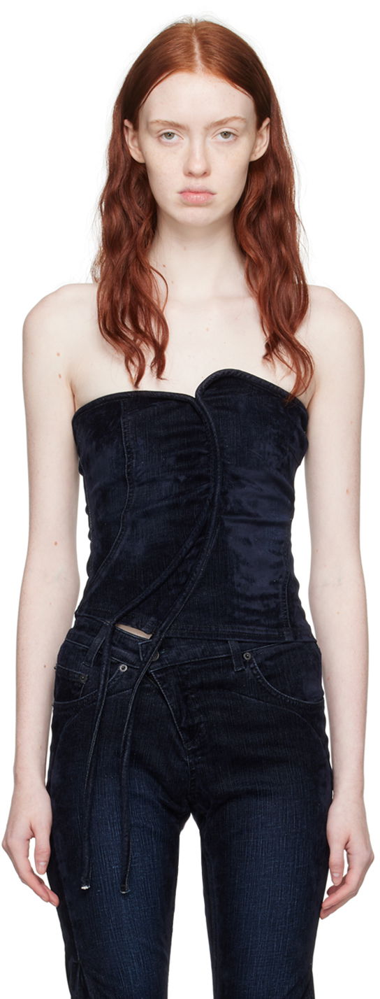 Majica bez rukava Ottolinger Ottolinger Asymmetric Denim Tank Top Tamnoplava | 1703410