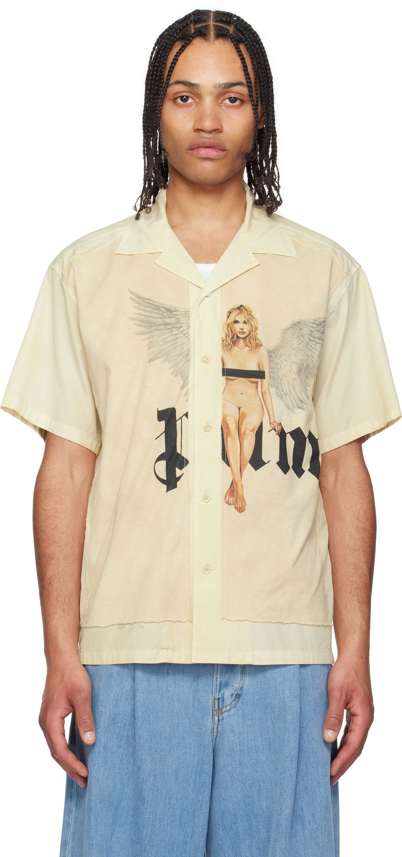 Košulja Palm Angels Palm Angels Pin Up Bowling Shirt Žuta | PMGG008S25FAB0010310