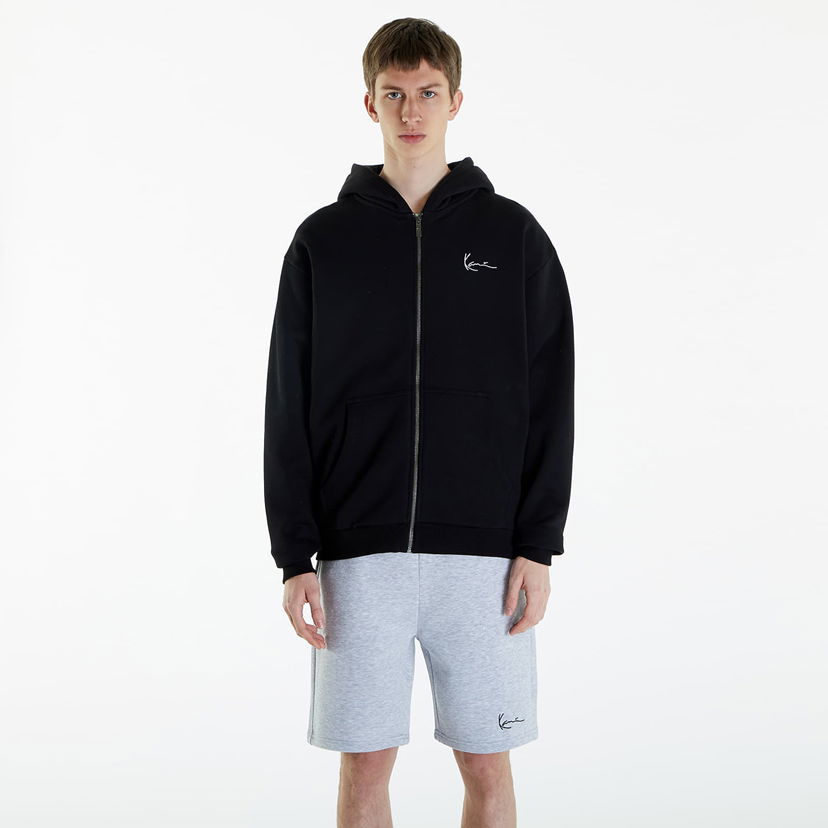 Dukserice Karl Kani Chest Signature Essential Zip Hoodie Black Crna | KM-ZH011-001-01