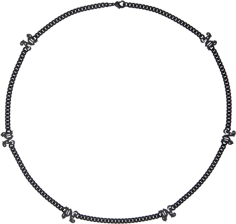 Ogrlica Palm Angels Chain Necklace With Monogram Crna | PMOB121F24MAT0011010