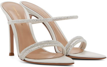 Tenisice i cipele Gianvito Rossi Cannes Crystal-Embellished Satin Heeled Sandals Bijela | G16090.15RIC.XCN, 3