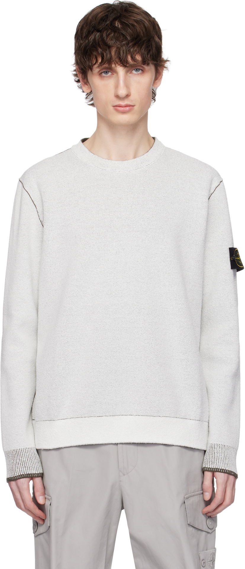 Džemper Stone Island Stone Island Double Face Cotton & Nylon Sweater Bijela | K1S15 5100021 S00D9