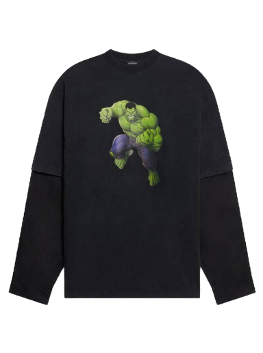 Majica kratkih rukava Balenciaga Hulk 2021x MARVEL Layered T-shirt Crna | 671401TLV631000
