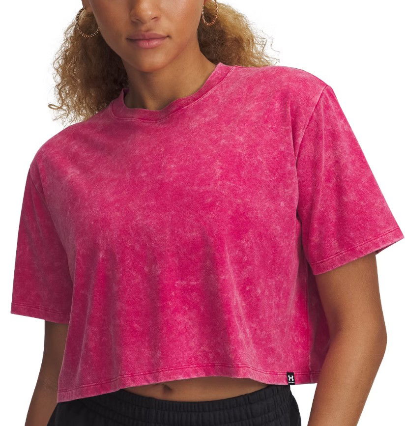 Crop top Under Armour Under Armour Rival Wash Short Sleeve Crop Top Ružičasta | 1389724-681