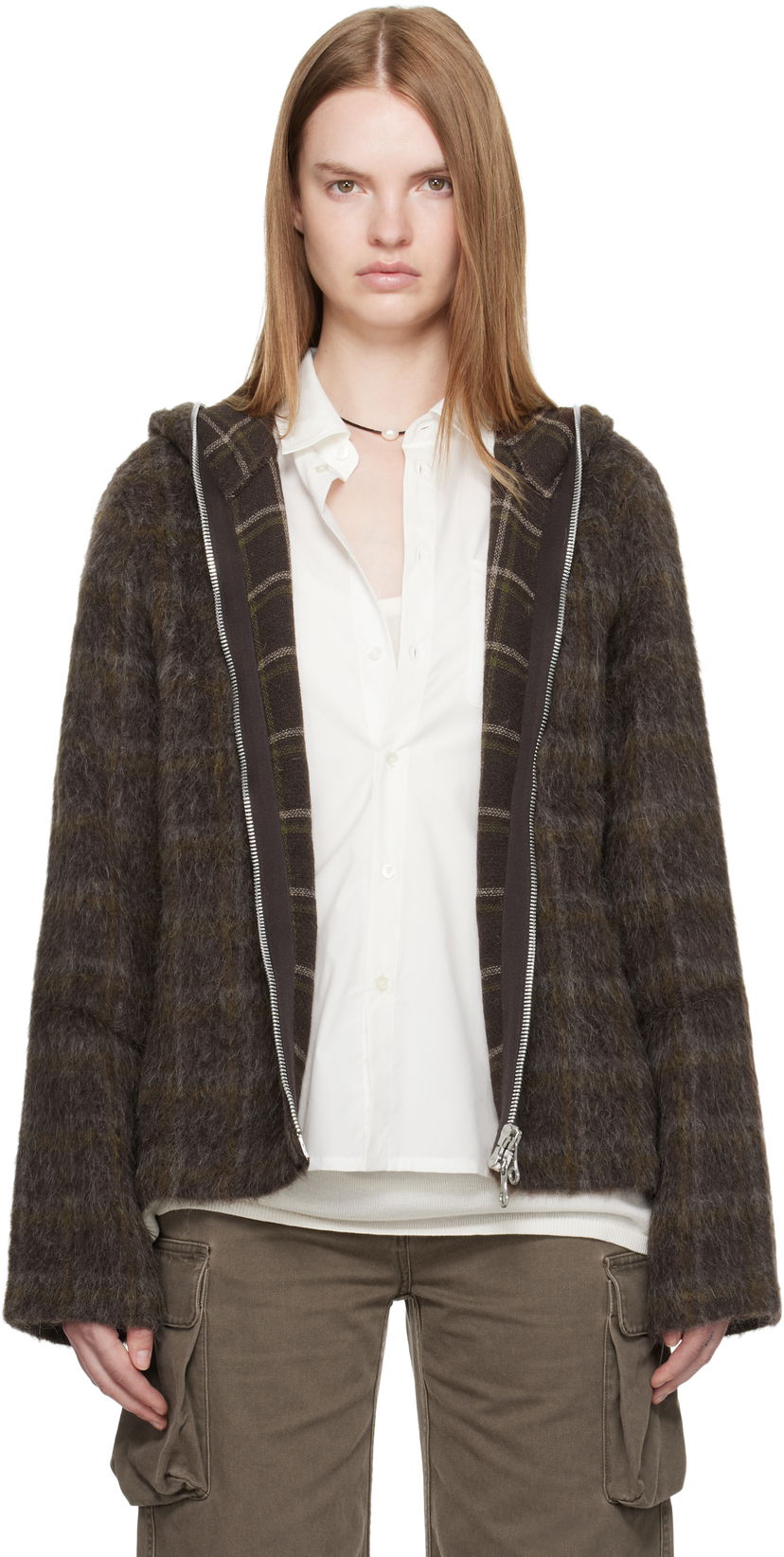 Dukserice OUR LEGACY Our Legacy Fuzzy Full Zip Hoodie Smeđa | W4256FD