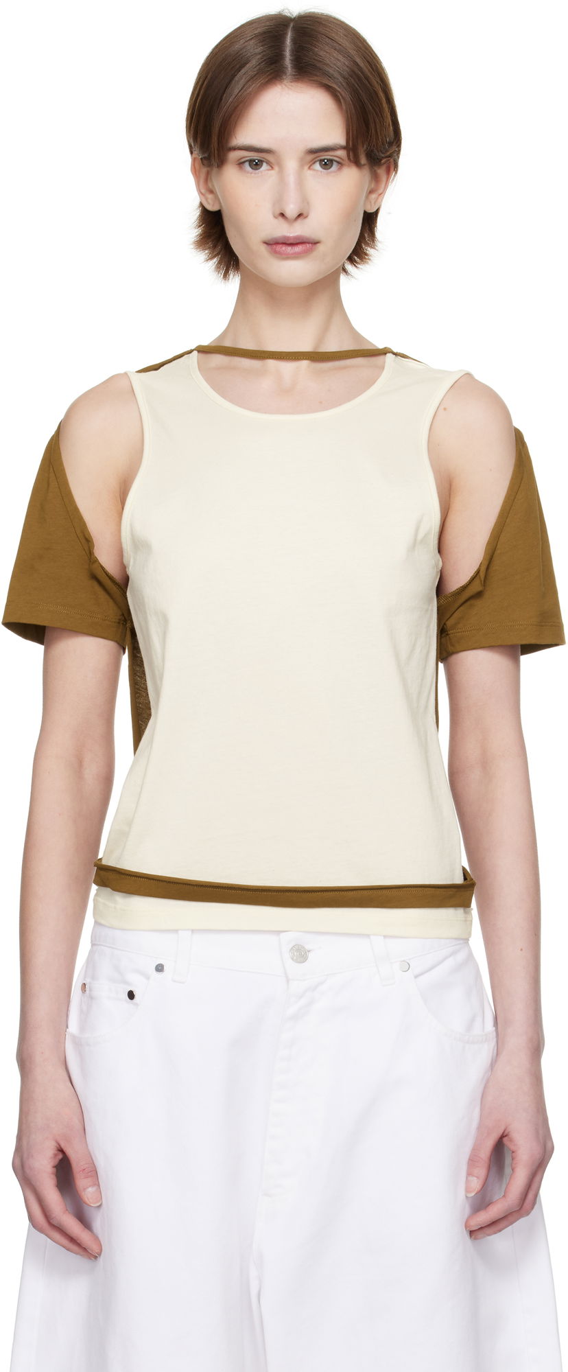 Majica bez rukava Eckhaus Latta Eckhaus Latta Hugging Sleeveless T-Shirt Bež | 1203-EL-PS25-C -