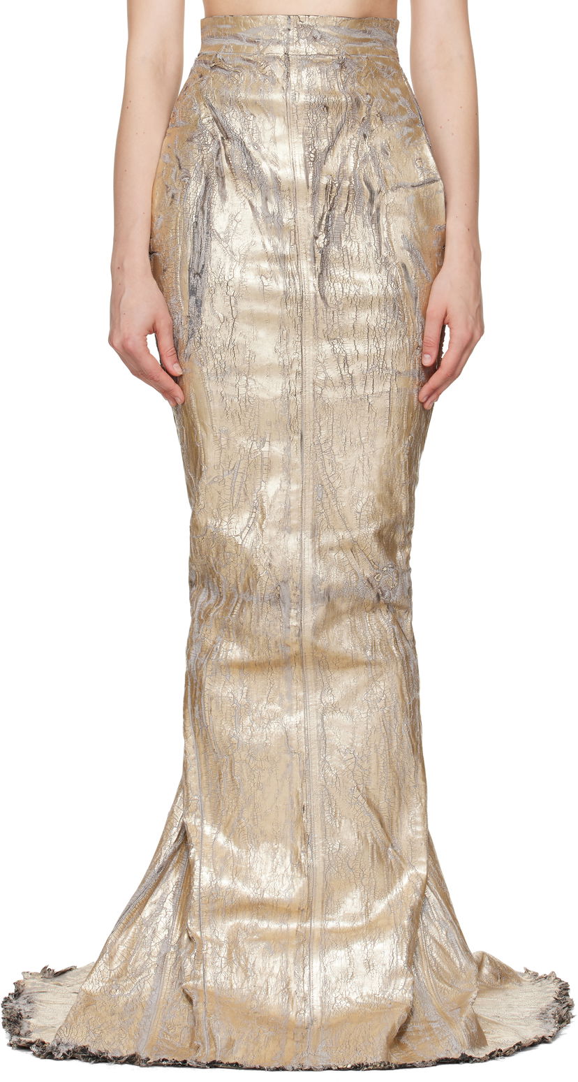 Suknja Rick Owens Rick Owens Megacrust Stretch Denim Lido Maxi Skirt Metalik | RO01E7375 SGMC