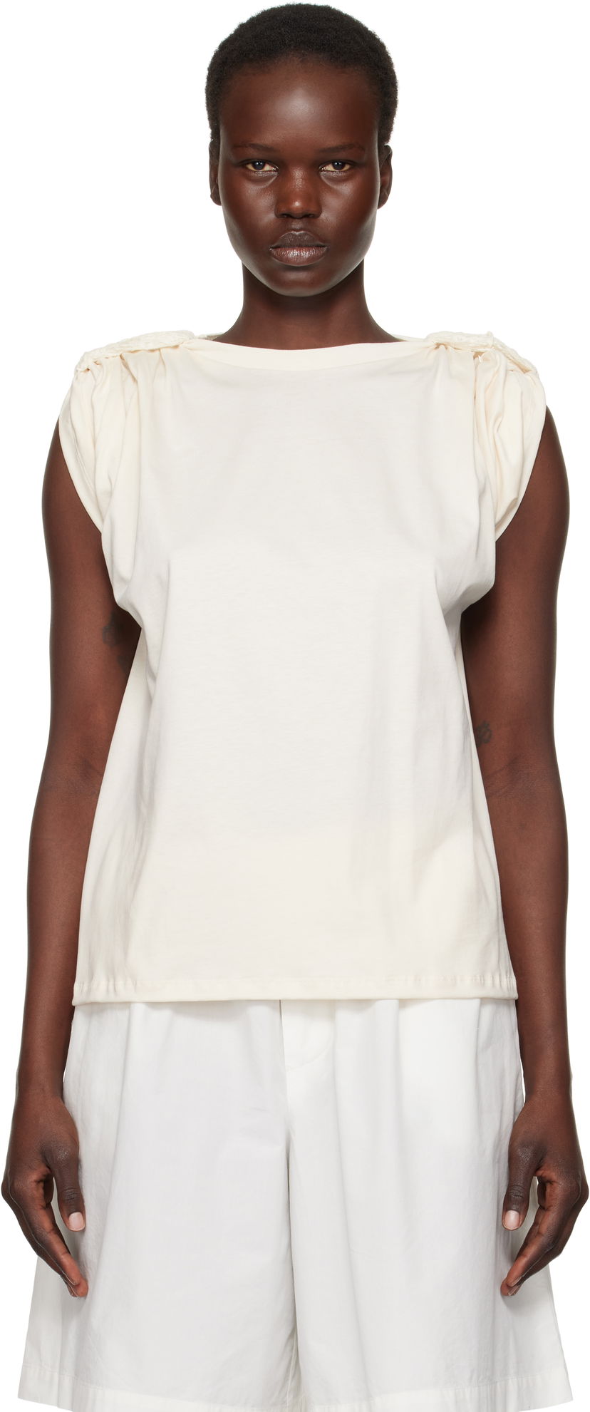 Majica kratkih rukava Baserange Rodo Puff Sleeve T-Shirt Bijela | TORO-RC-SP25