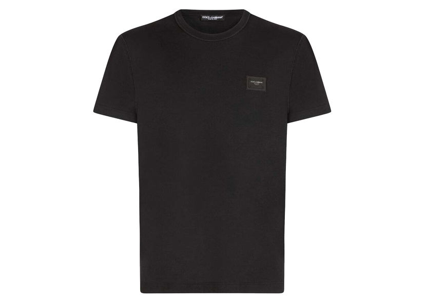 Majica kratkih rukava Dolce & Gabbana Cotton Branded Plate T-shirt Black Crna | G8KJ9TFU7EQN0000