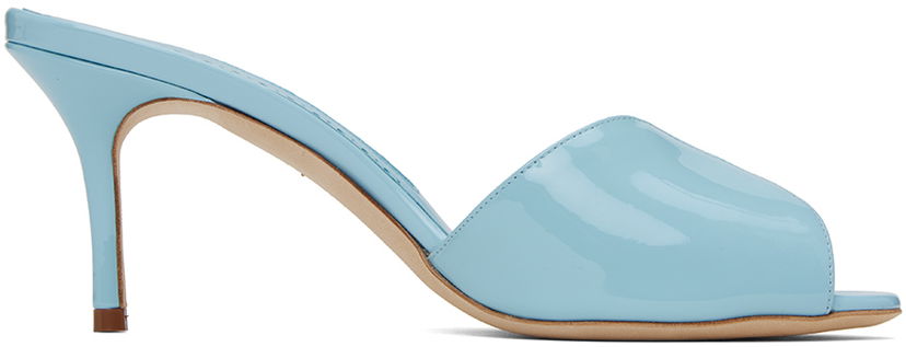 Njega cipela Manolo Blahnik Manolo Blahnik Houramu Patent Leather Mules Plava | 123-2332
