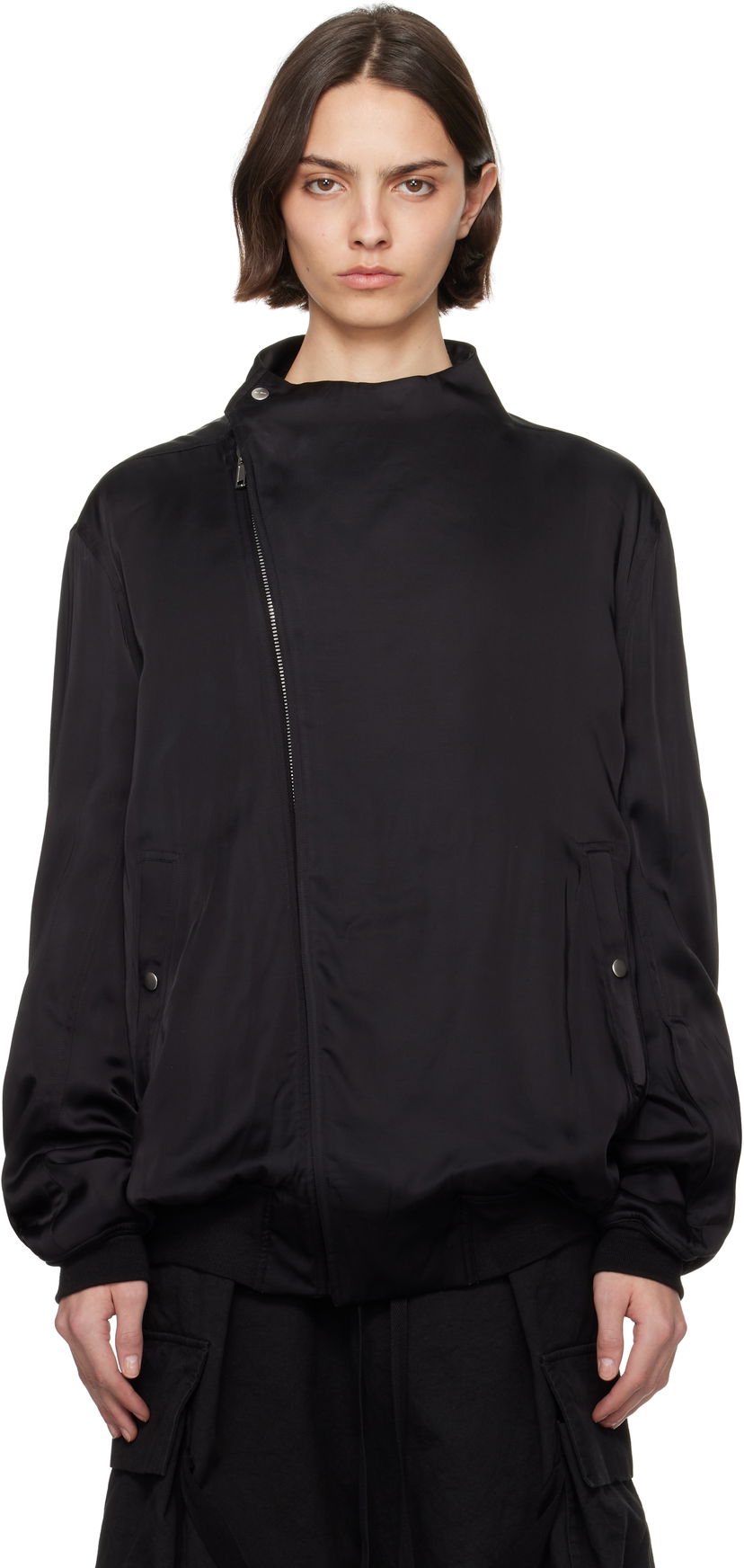 Bomber jakna Rick Owens Rick Owens Washed Charmeuse Anthem Bomber Jacket Crna | RO01E7785 SCH