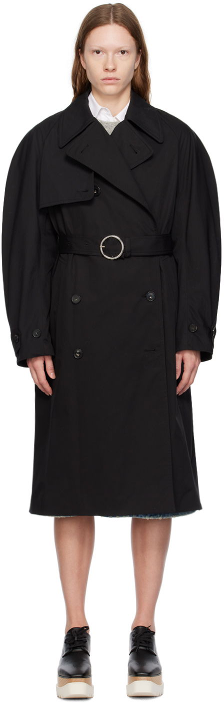 Trenčkot Stella McCartney Stella McCartney Belted Trench Coat Crna | 6700203CU403