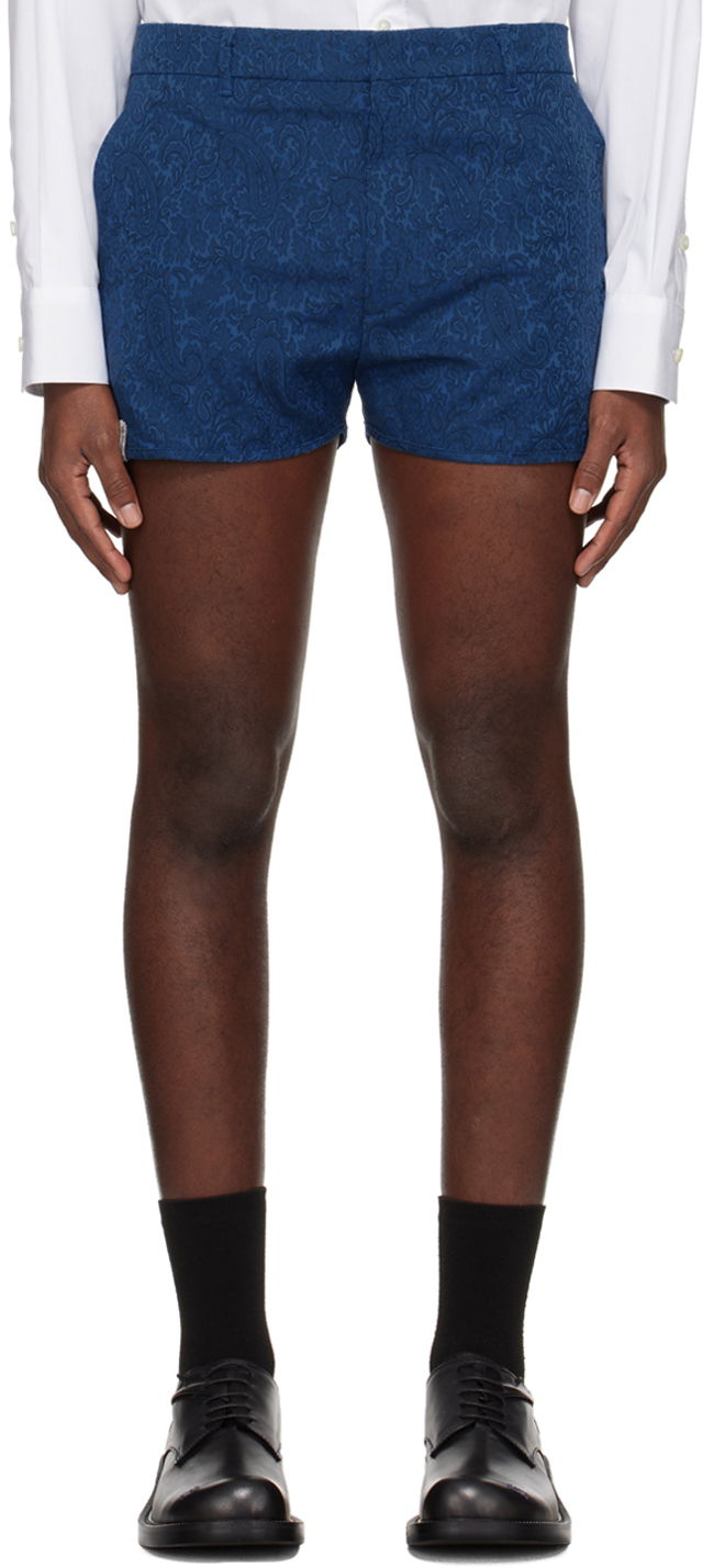 Kratke hlače ADER ERROR Floral Print Tailored Shorts Plava | BN01SSBT0201BL