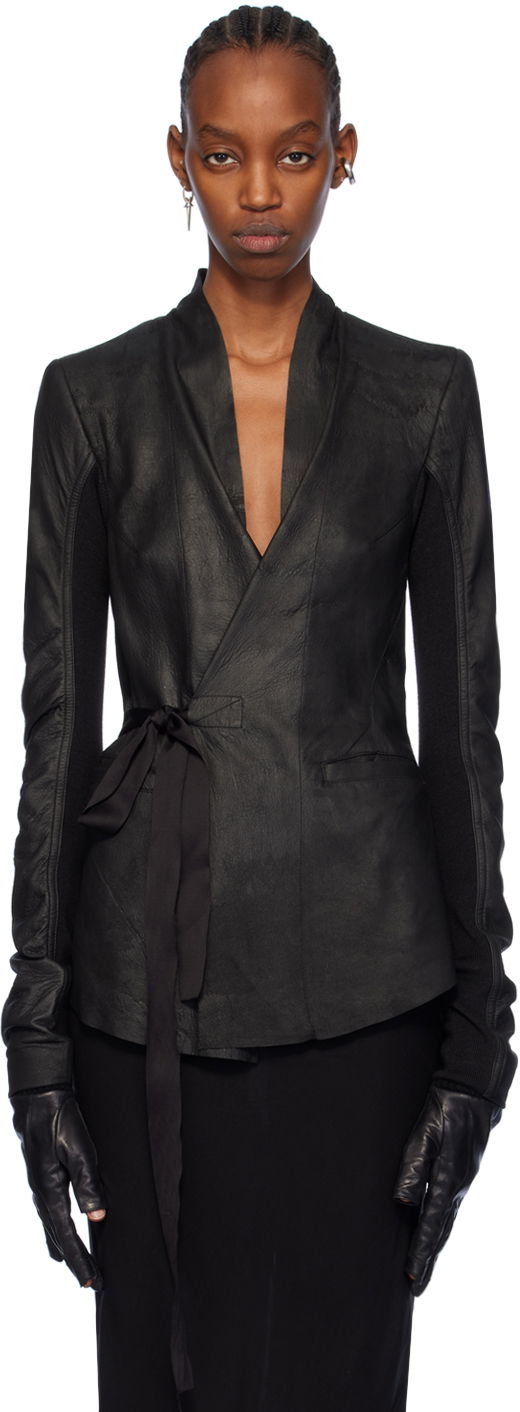 Jakna Rick Owens Wrap Leather Jacket Crna | RP01D2707 LBA