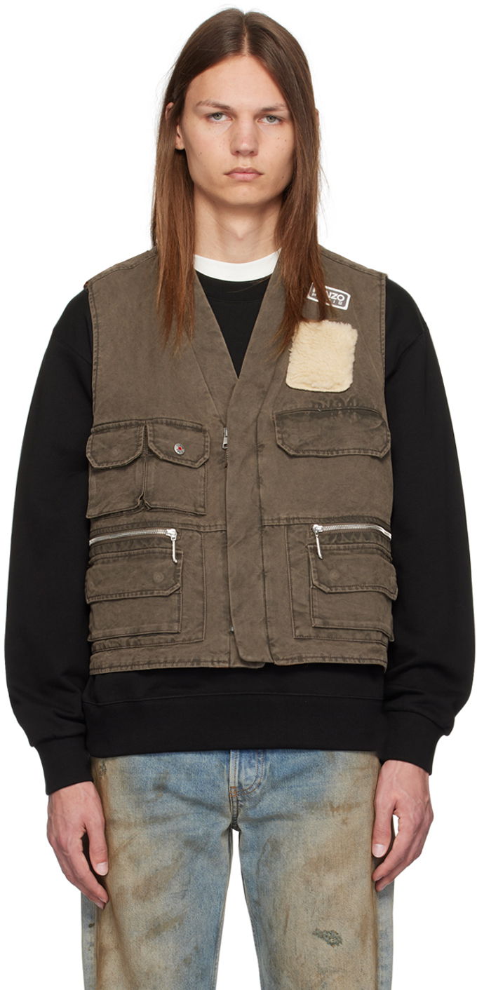 Prsluk KENZO Khaki Mutlipocket Vest Smeđa | FE65VE0089GK