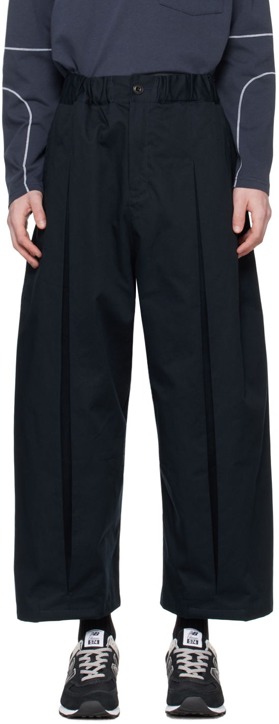 Hlače sage NATION SAGE NATION Box Pleat Trousers Tamnoplava | S011