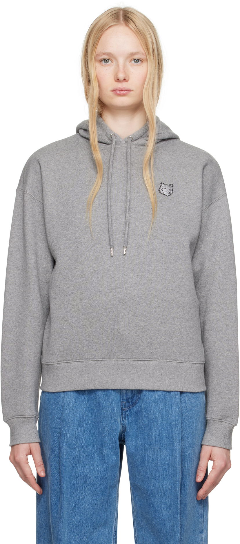 Dukserice MAISON KITSUNÉ Maison Kitsuné Fox Head Patch Comfort Hoodie Siva | MW00704KM0321