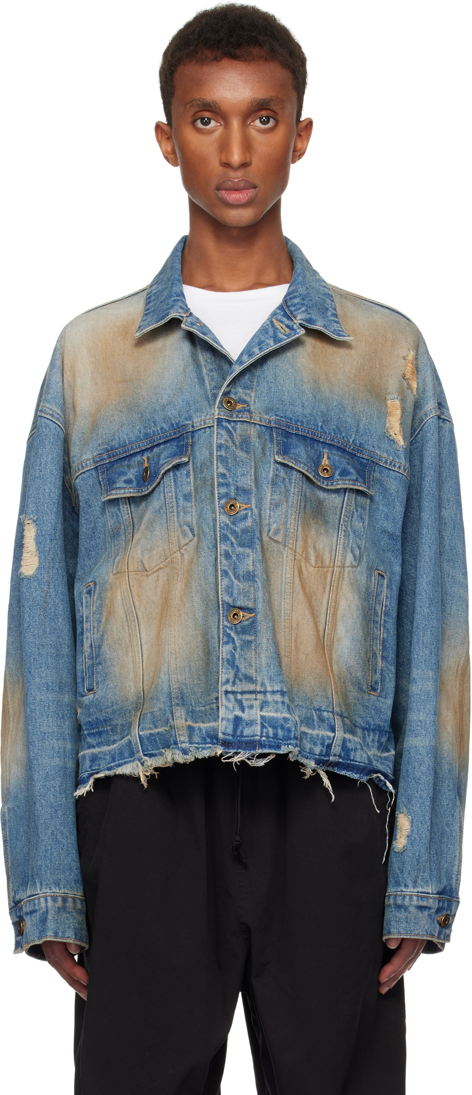Jakna We11done We11done Distressed Denim Jacket Plava | WD-DJ3-24-310-U-BL, 0