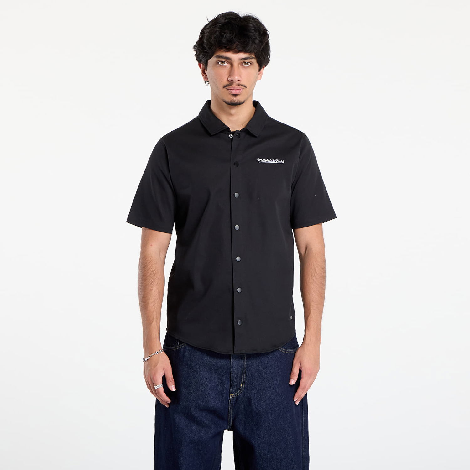 Košulja Mitchell & Ness Mitchell & Ness Branded M&N SS Button Up Shirt Crna | TP9954-MNNBLCK, 0