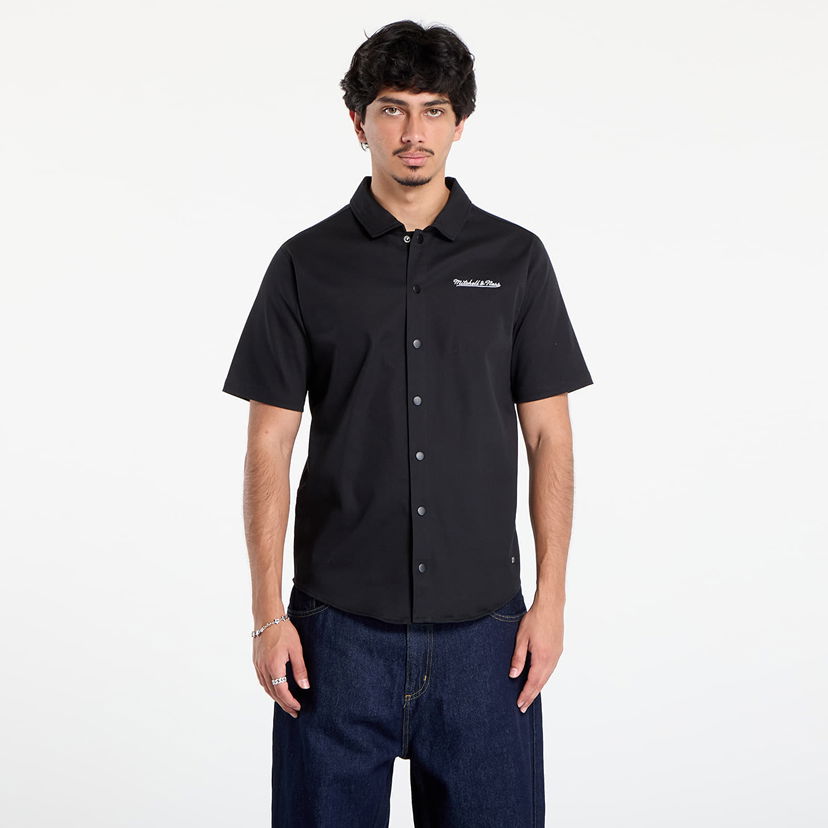 Košulja Mitchell & Ness Mitchell & Ness Branded M&N SS Button Up Shirt Crna | TP9954-MNNBLCK