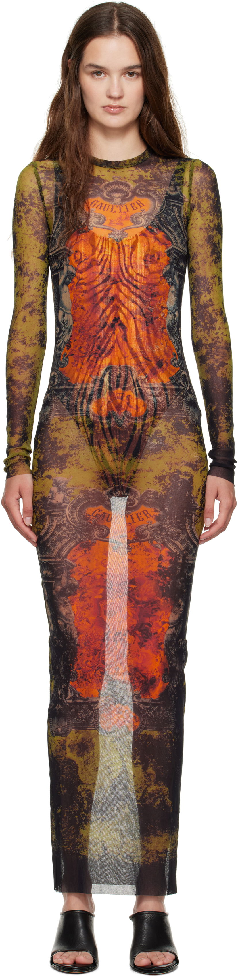 Haljina Jean Paul Gaultier Jean Paul Gaultier 'The Long Médaillon' Mesh Maxi Dress Višebojno | 25/03-W-DR023-M006P-004115