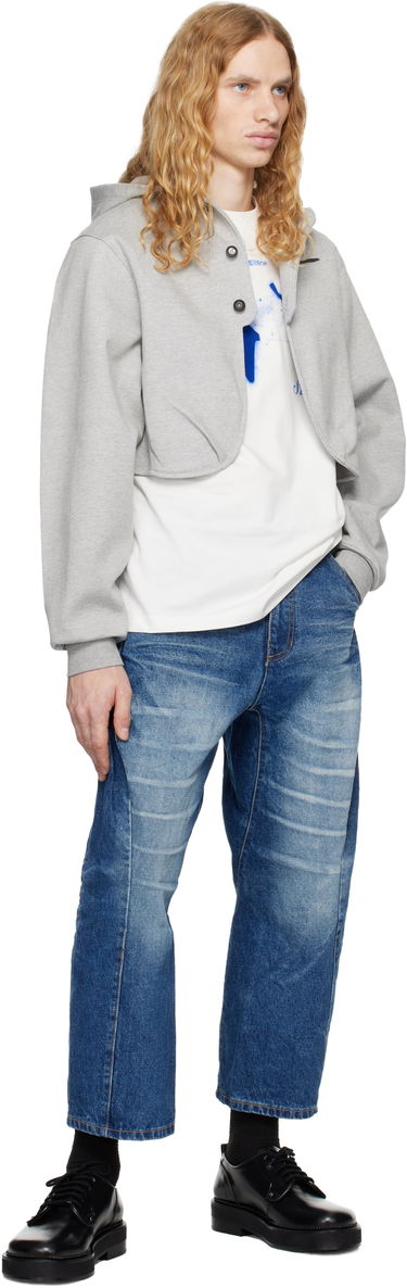 Dukserice ADER ERROR Cropped Button Hoodie Siva | BN01FWHD0401GR, 3