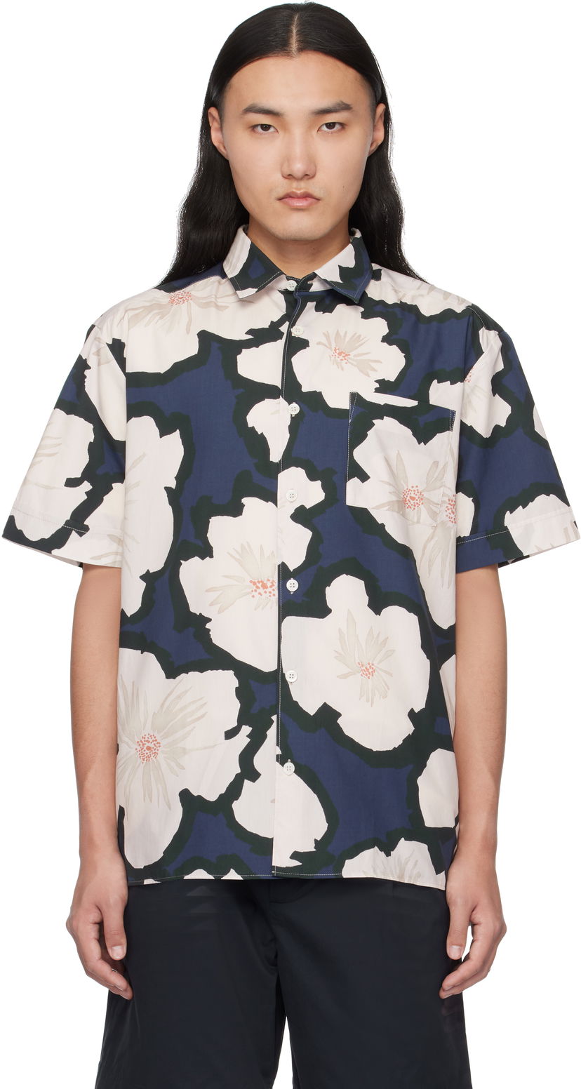 Košulja A.P.C. Floral Print Short-Sleeve Shirt Plava | COHEH-H12541