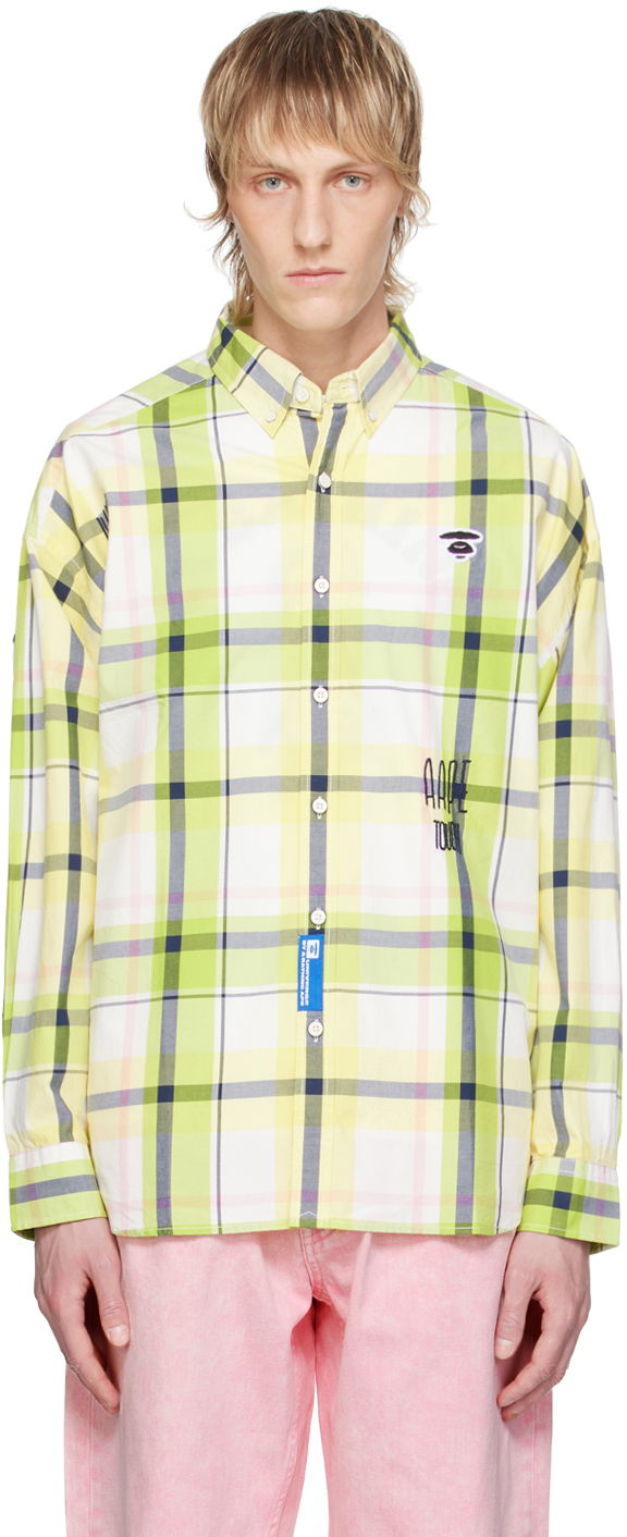 Košulja AAPE by A Bathing Ape AAPE by A Bathing Ape Embroidered Plaid Shirt Žuta | AAPSTM8479XXMGRT